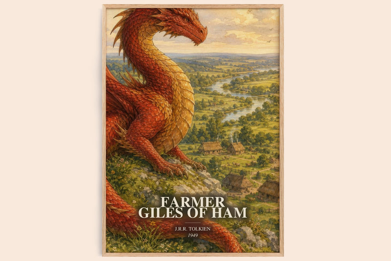 Farmer Giles Of Ham watercolour book poster by J.R.R. Tolkien – framed literary art print