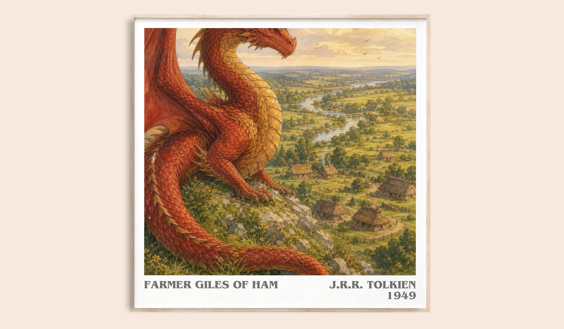 Farmer Giles Of Ham literary book poster by J.R.R. Tolkien – framed literary art print