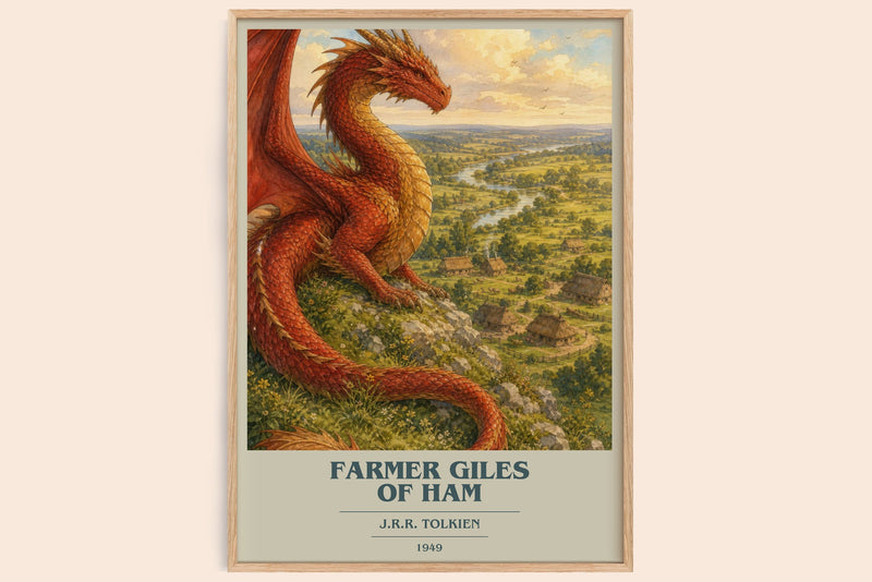 Farmer Giles Of Ham book cover book poster by J.R.R. Tolkien – framed literary art print