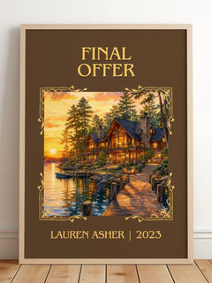 Final Offer Classic Book Art Print by Lauren Asher – framed print leaning on a wooden floor