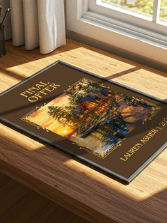 Final Offer Classic Book Art Print by Lauren Asher – print on a sunlit desk