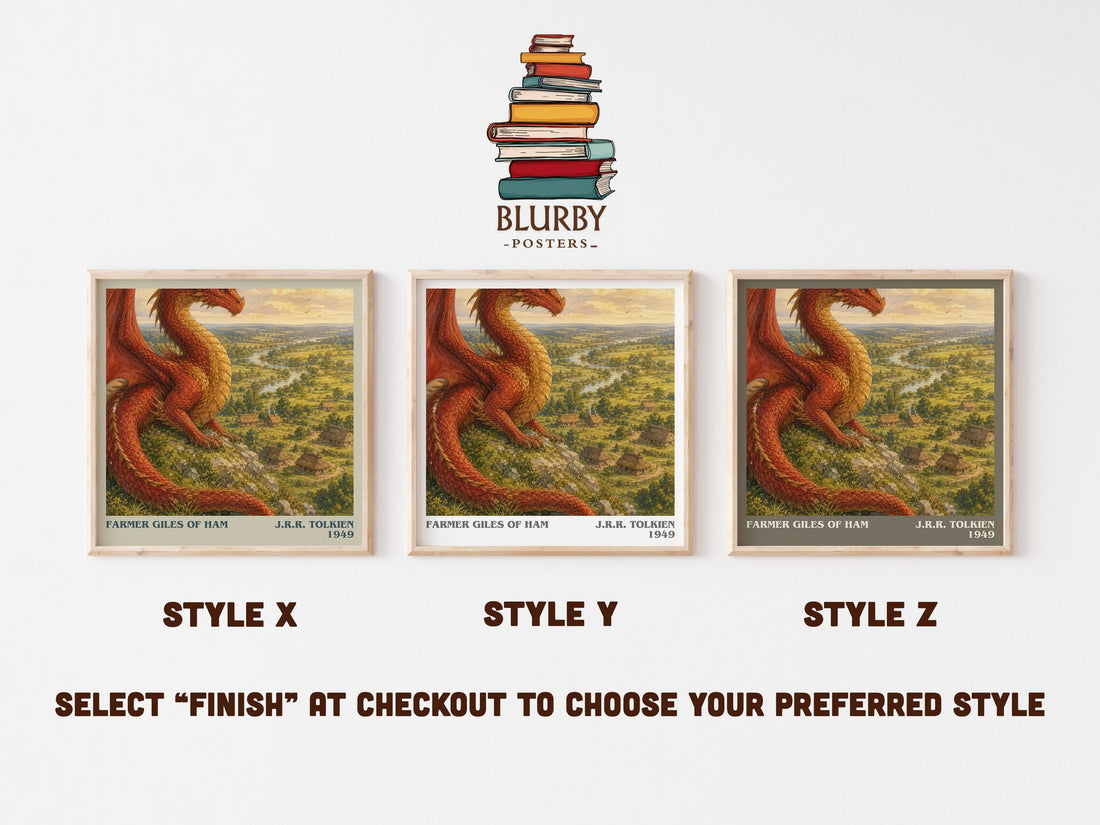 Farmer Giles Of Ham literary print in frame leaning in hallway – fantasy wall art (mockup)