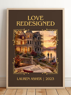 Love Redesigned Classic Book Art Print by Lauren Asher – framed print leaning on a wooden floor