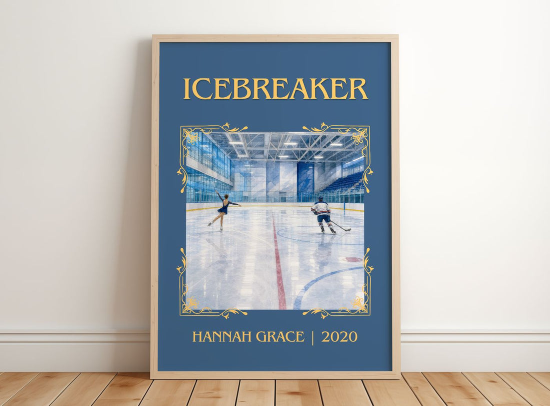 Icebreaker Classic Book Art Print by Hannah Grace – framed print leaning on a wooden floor