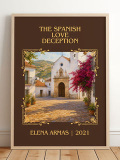 The Spanish Love Deception Classic Book Art Print by Elena Armas – framed print leaning on a wooden floor