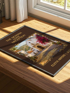 The Spanish Love Deception Classic Book Art Print by Elena Armas – print on a sunlit desk