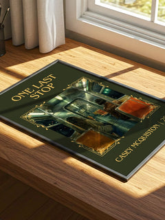 One Last Stop Classic Book Art Print by Casey McQuiston – print on a sunlit desk