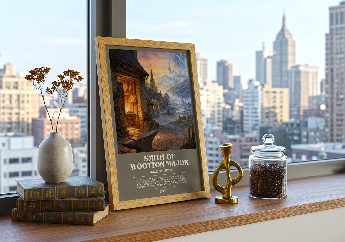 Smith Of Wootton Major bookish print framed by window – literary home decor