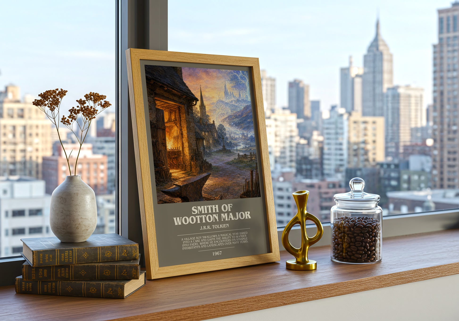 Smith Of Wootton Major bookish print framed by window – literary home decor