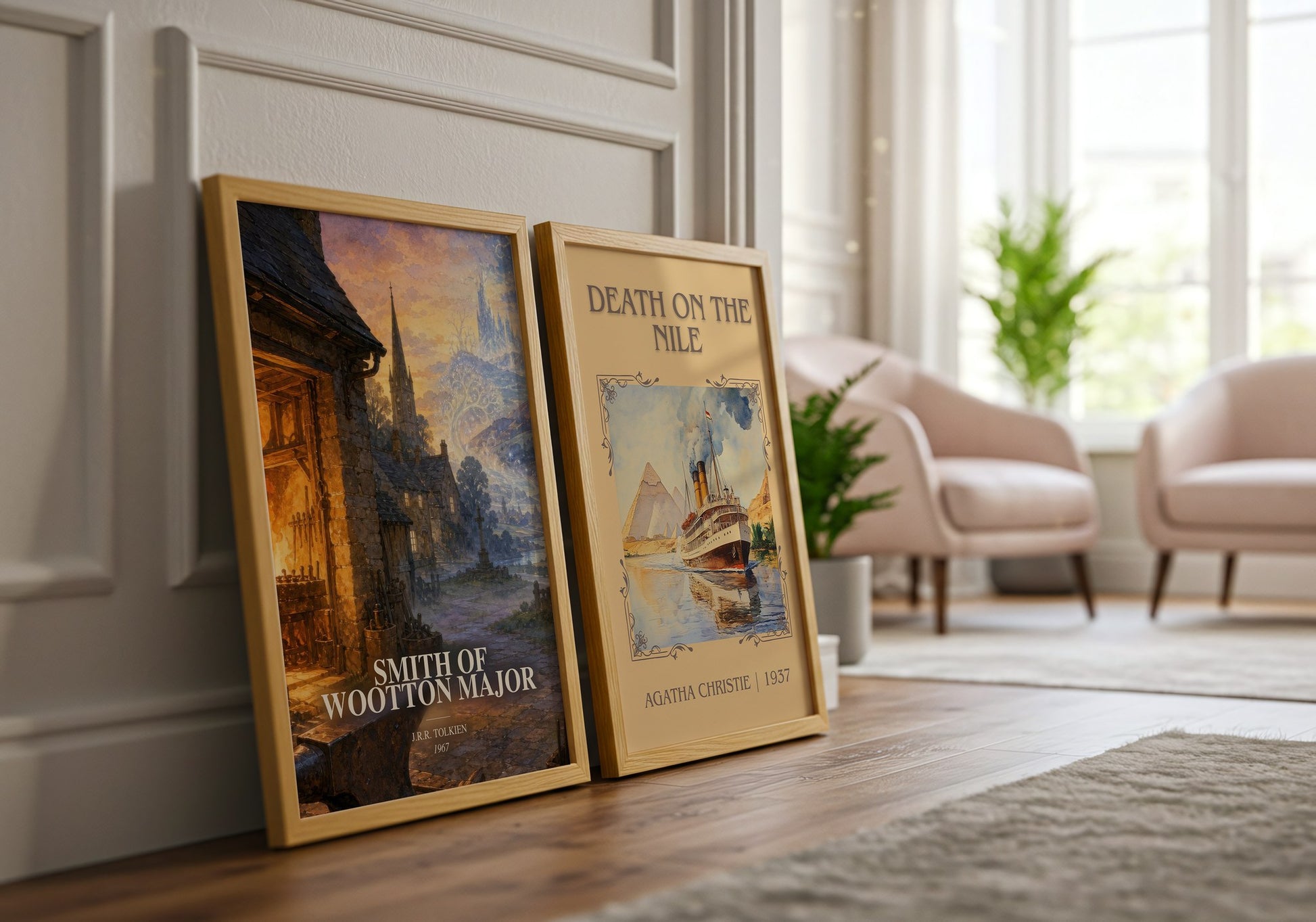 Smith Of Wootton Major watercolour print framed by window – literary home decor