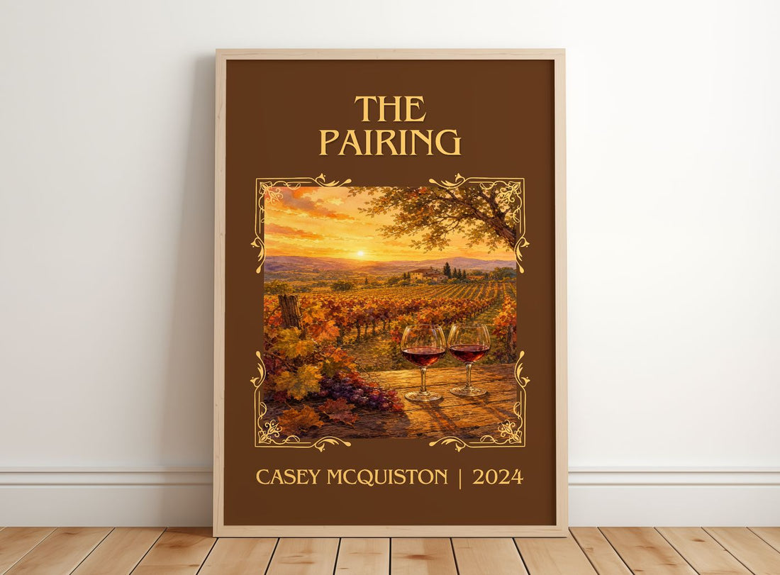 The Pairing Classic Book Art Print by Casey McQuiston – framed print leaning on a wooden floor