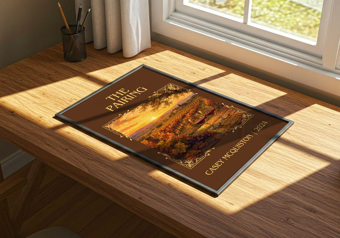 The Pairing Classic Book Art Print by Casey McQuiston – print on a sunlit desk