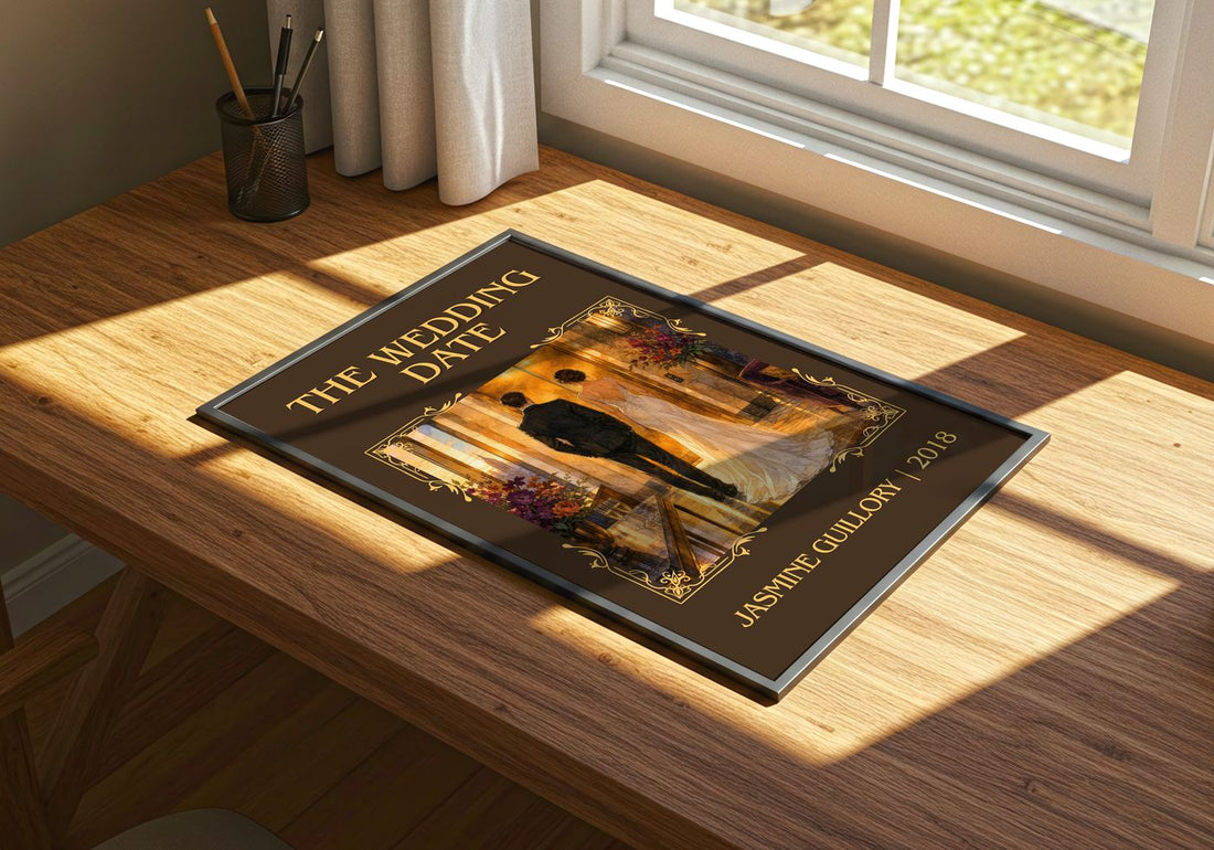 The Wedding Date Classic Book Art Print by Jasmine Guillory – print on a sunlit desk