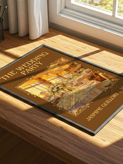 The Wedding Party Classic Book Art Print by Jasmine Guillory – print on a sunlit desk