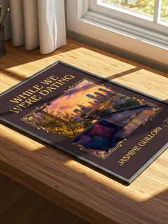 While We Were Dating Classic Book Art Print by Jasmine Guillory – print on a sunlit desk