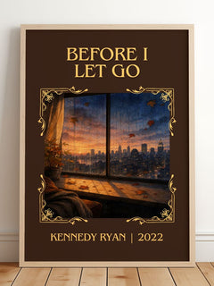 Before I Let Go Classic Book Art Print by Kennedy Ryan – framed print leaning on a wooden floor