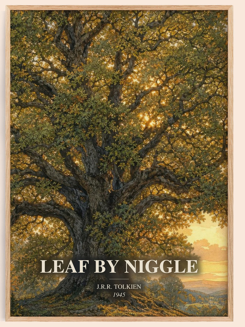Leaf By Niggle watercolour book poster by J.R.R. Tolkien – framed literary art print