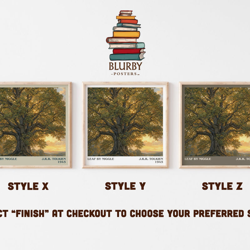 Leaf By Niggle literary print in frame leaning in hallway – fantasy wall art