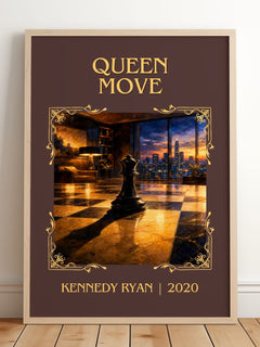 Queen Move Classic Book Art Print by Kennedy Ryan – framed print leaning on a wooden floor