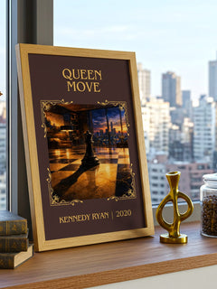 Queen Move Classic Book Art Print by Kennedy Ryan – framed print on a city-view windowsill