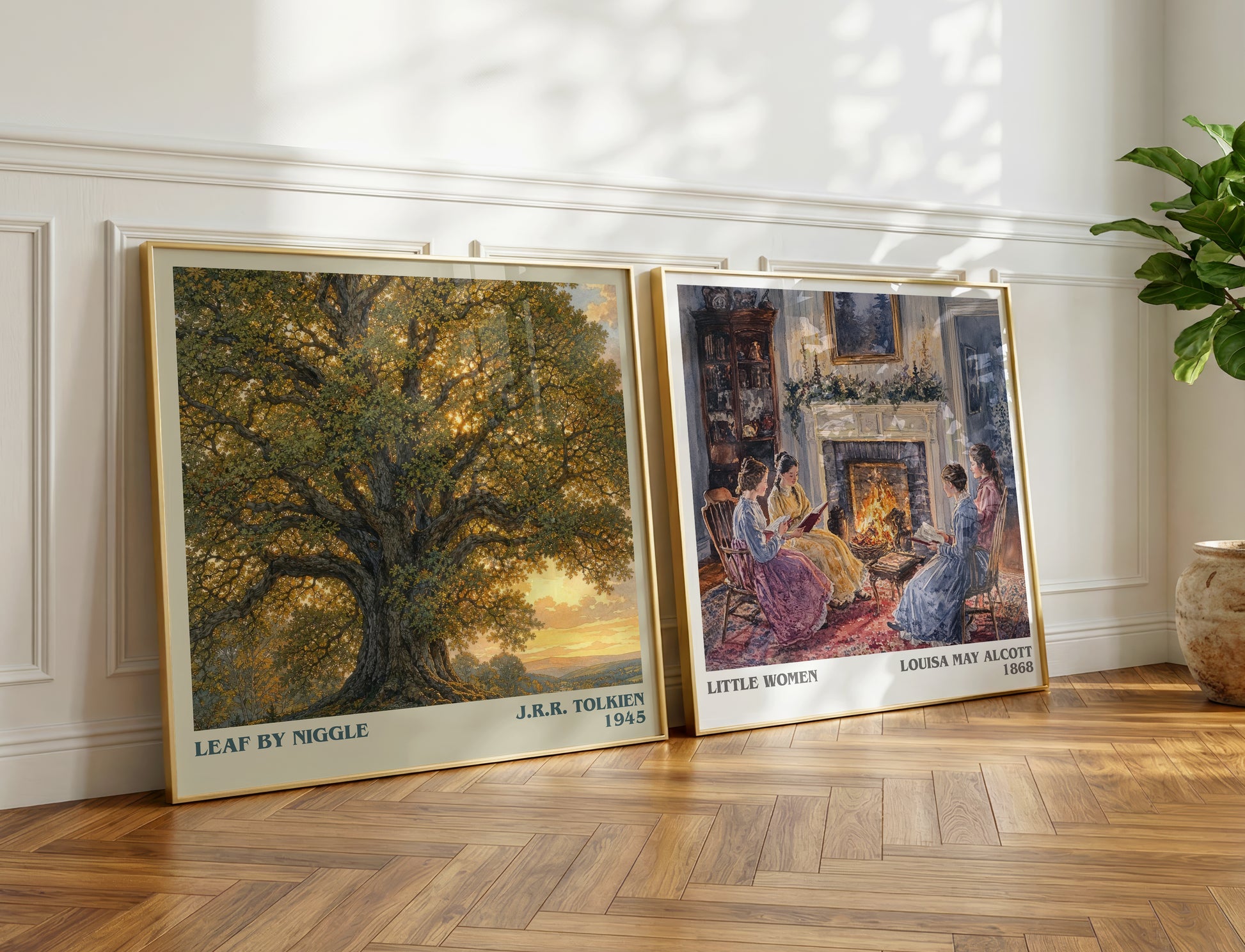 Leaf By Niggle literary print on bookshelf – J.R.R. Tolkien fan gift