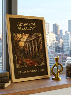 Absalom, Absalom! Classic Book Art Print by William Faulkner – framed print on a city-view windowsill