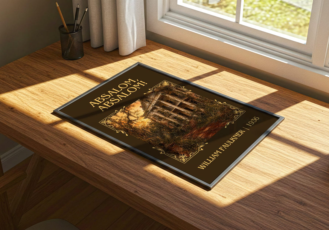 Absalom, Absalom! Classic Book Art Print by William Faulkner – print on a sunlit desk