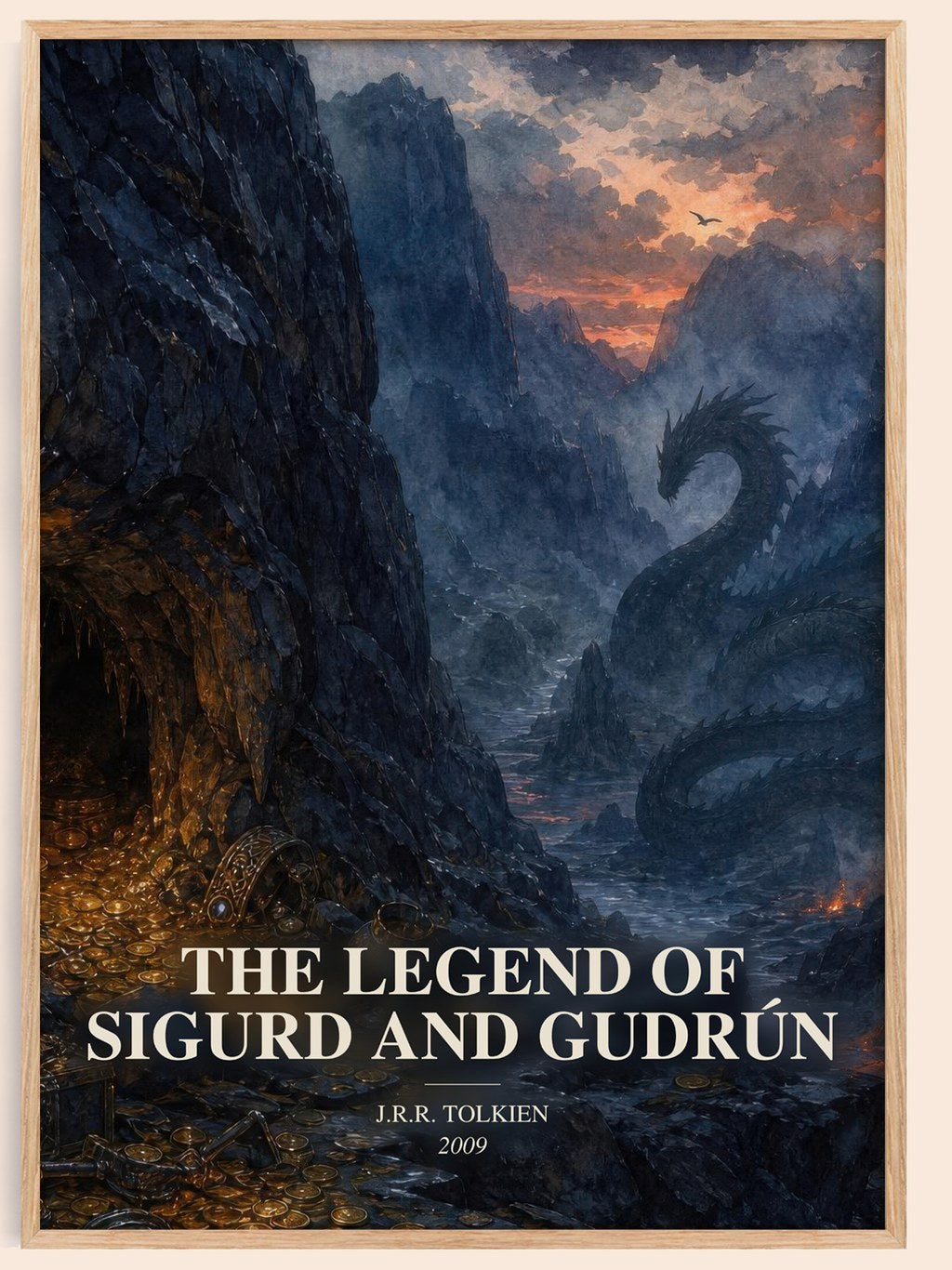 The Legend Of Sigurd And Gudrún watercolour book poster by J.R.R. Tolkien – framed literary art print