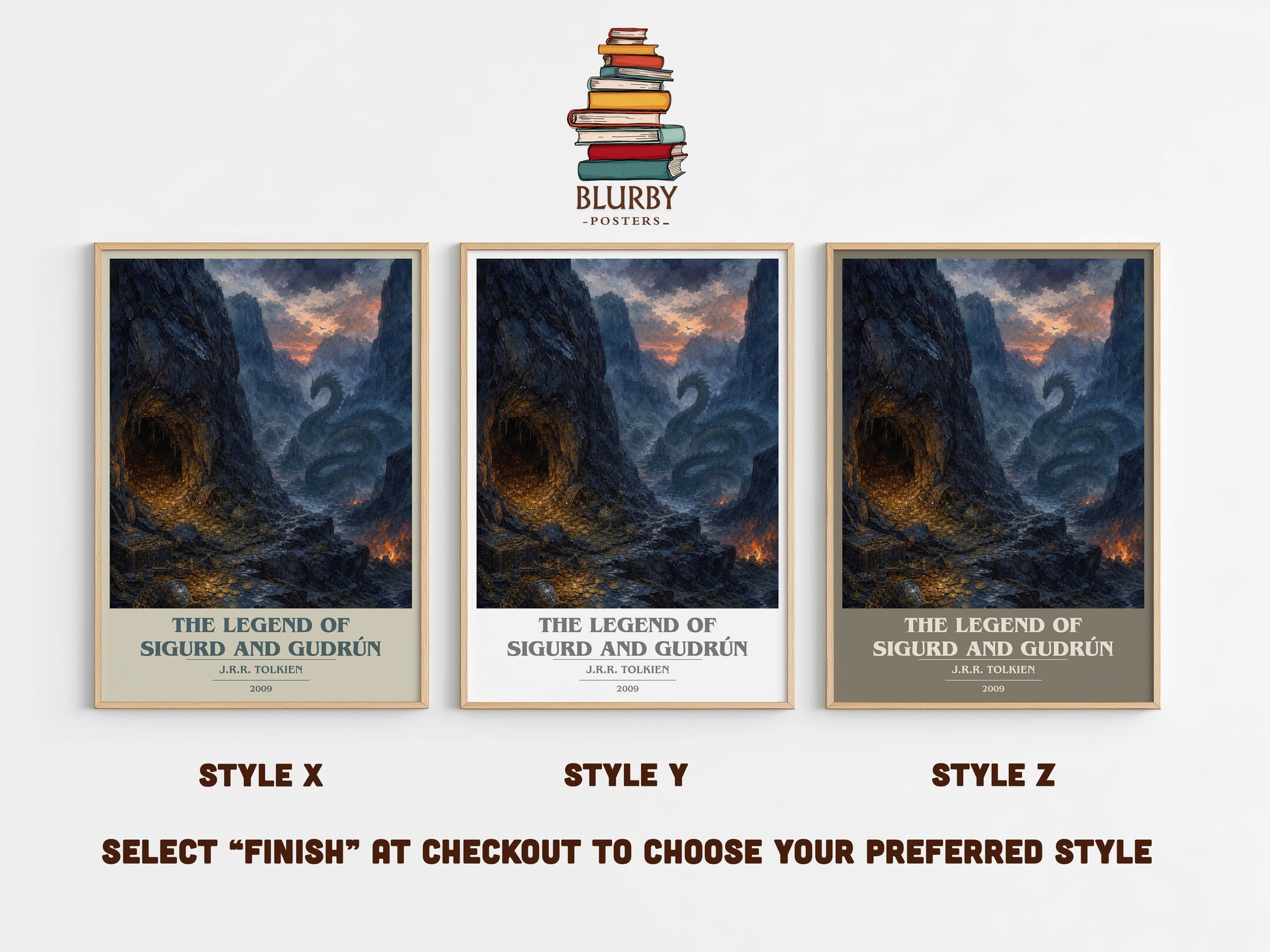 The Legend Of Sigurd And Gudrún book cover print in frame leaning in hallway – poetry wall art