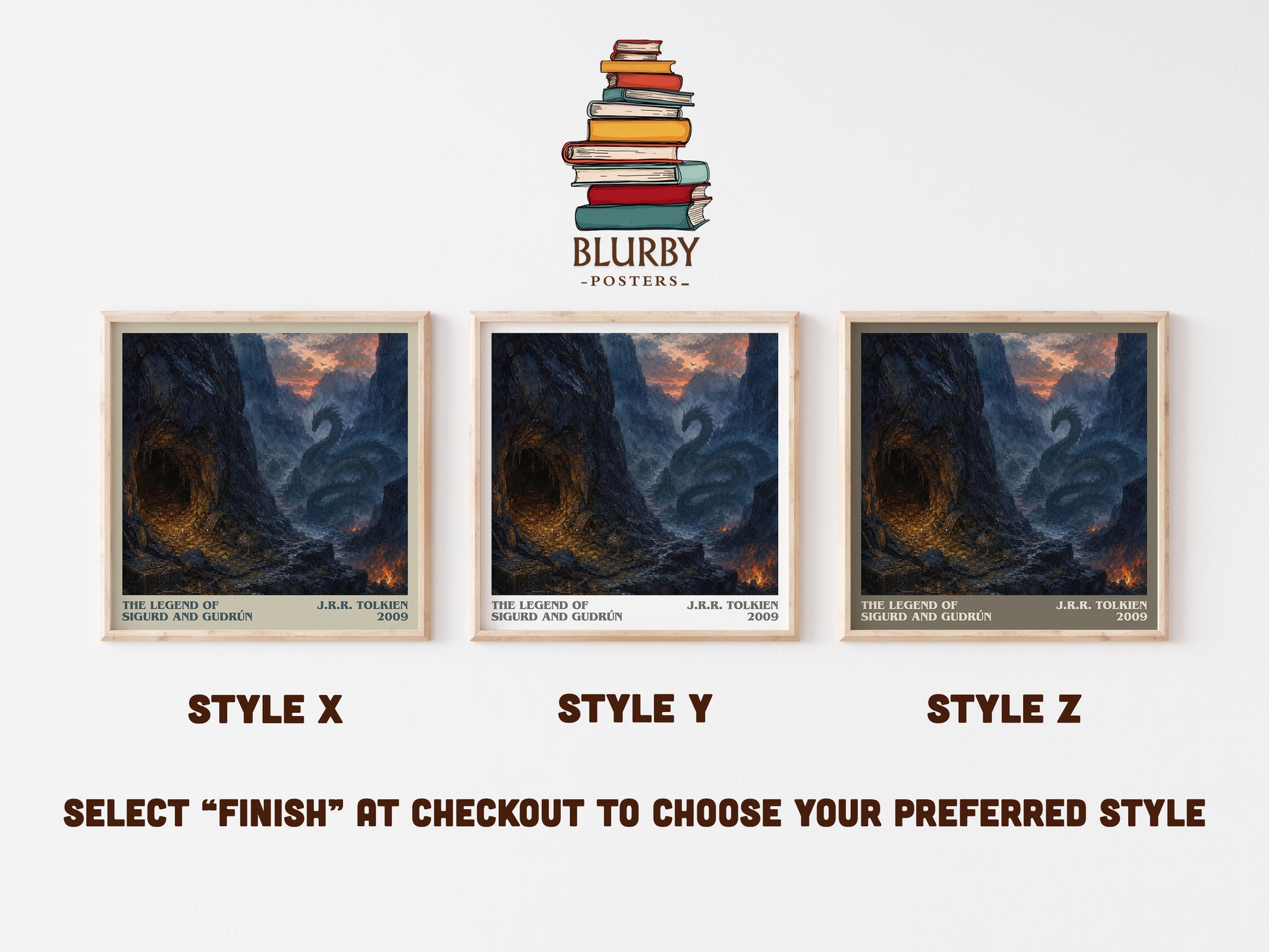 The Legend Of Sigurd And Gudrún literary print in frame leaning in hallway – poetry wall art