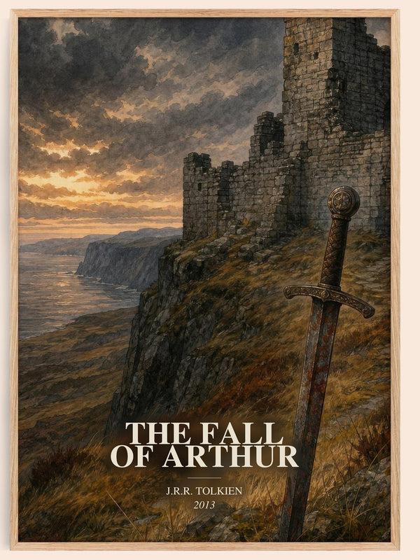 The Fall Of Arthur watercolour book poster by J.R.R. Tolkien – framed literary art print