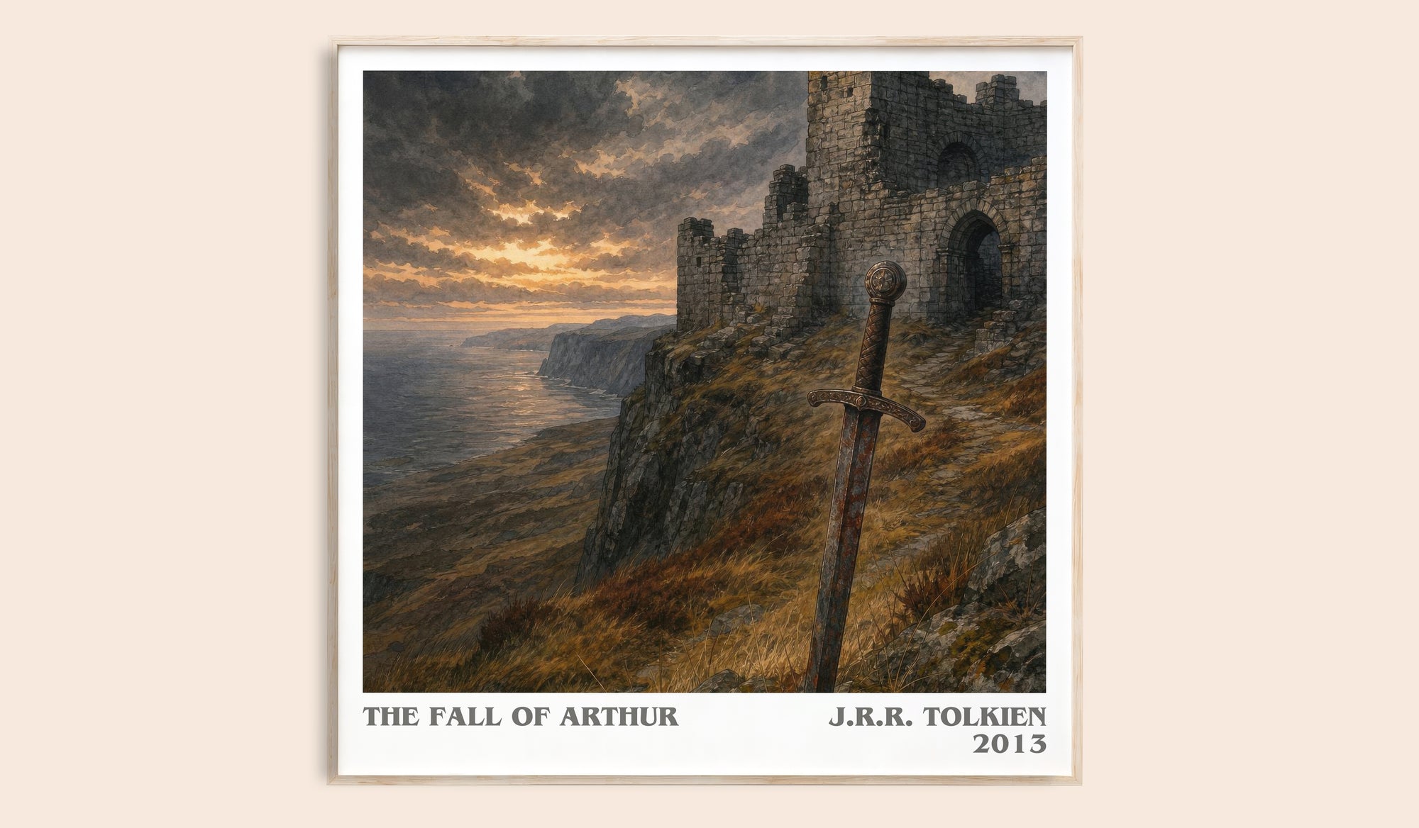 The Fall Of Arthur literary book poster by J.R.R. Tolkien – framed literary art print