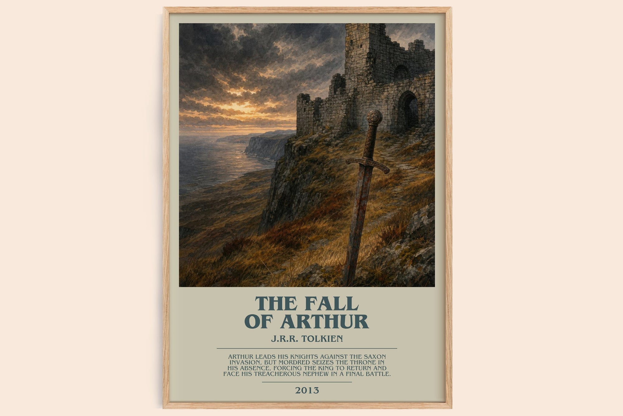 The Fall Of Arthur bookish book poster by J.R.R. Tolkien – framed literary art print