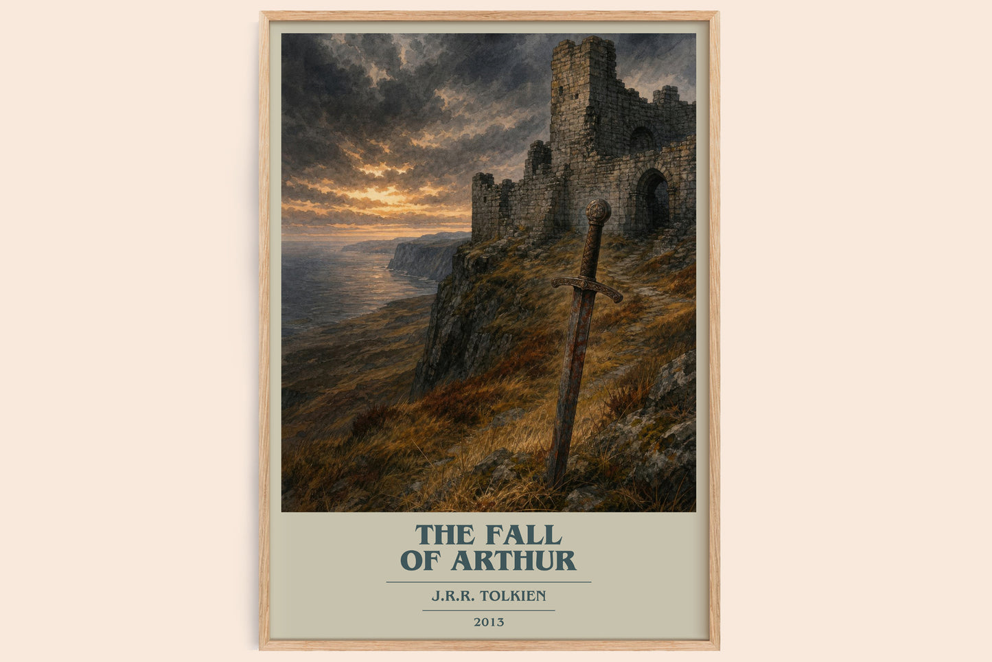 The Fall Of Arthur book cover book poster by J.R.R. Tolkien – framed literary art print