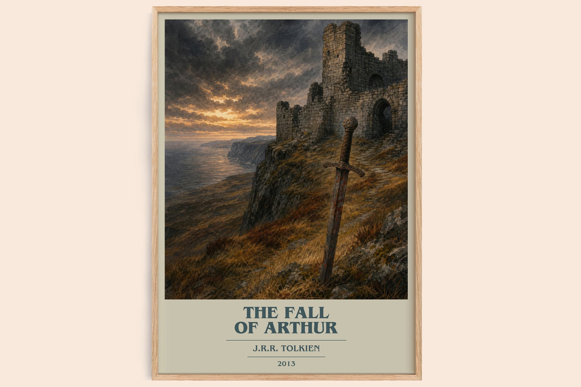 The Fall Of Arthur book cover book poster by J.R.R. Tolkien – framed literary art print