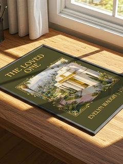 The Loved One Classic Book Art Print by Evelyn Waugh – print on a sunlit desk