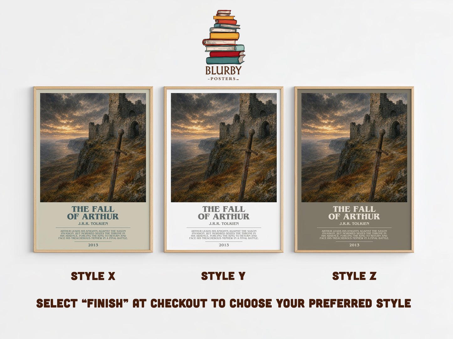 The Fall Of Arthur bookish print in frame leaning in hallway – poetry wall art