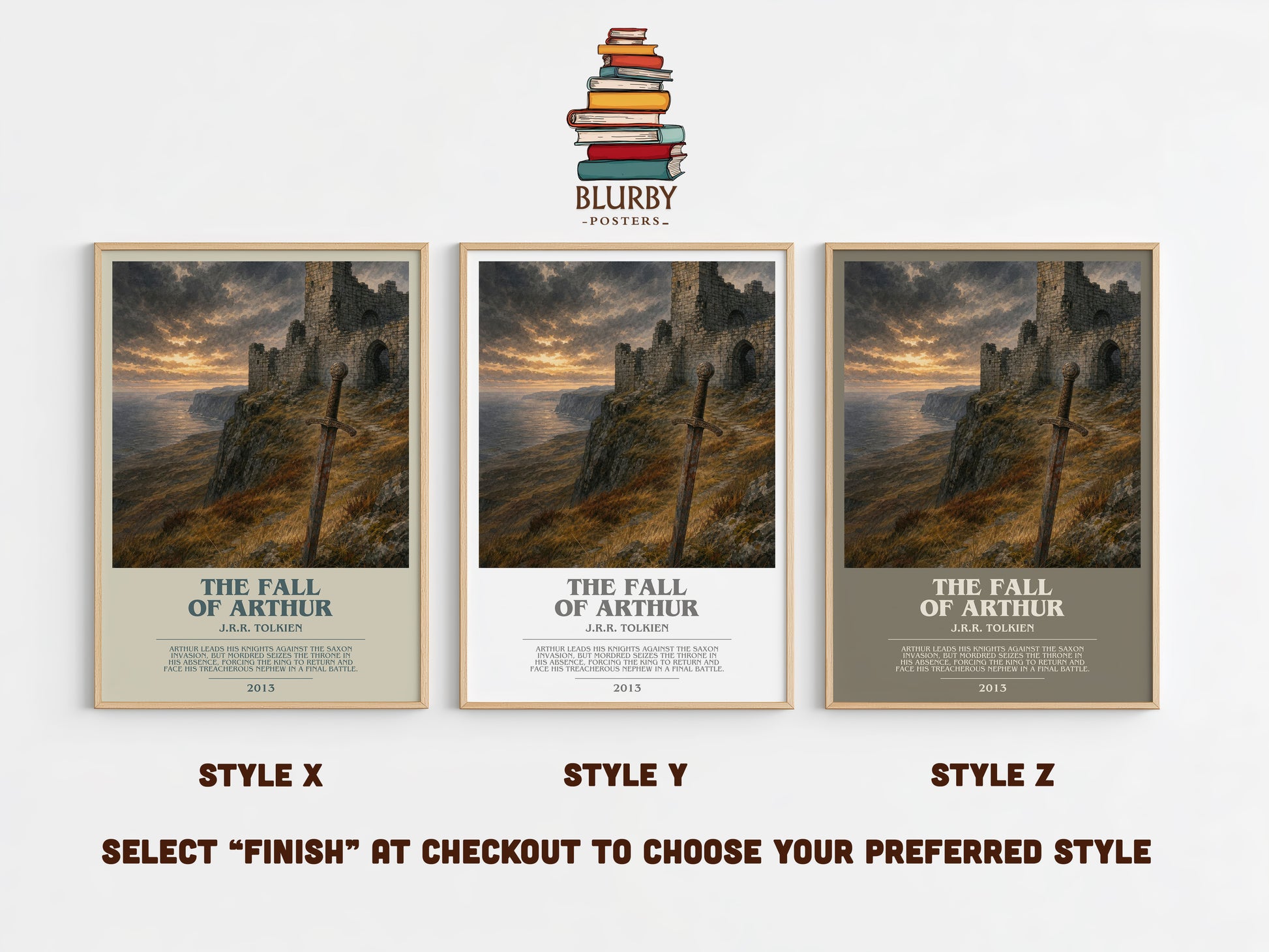 The Fall Of Arthur bookish print in frame leaning in hallway – poetry wall art