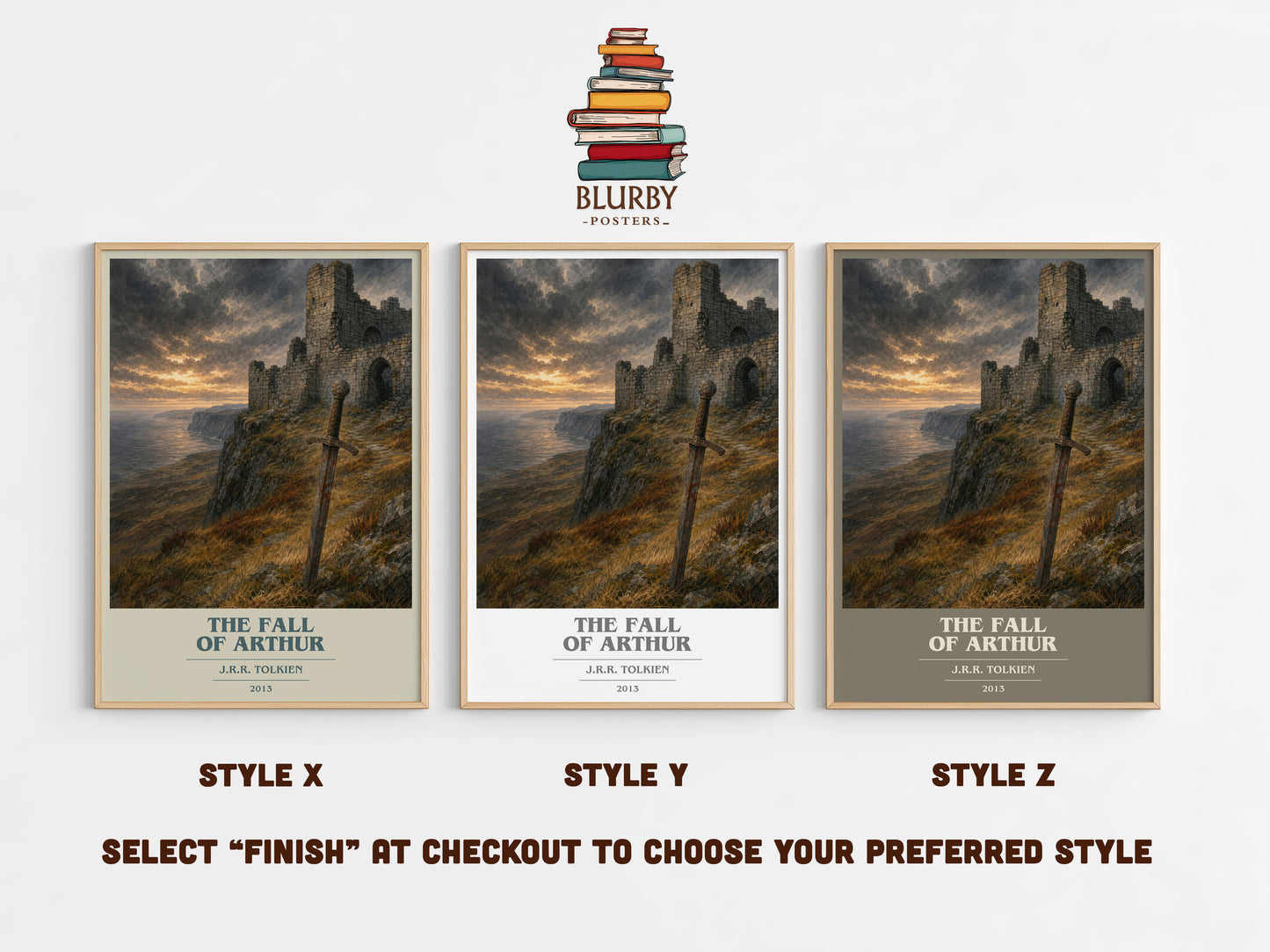 The Fall Of Arthur book cover print in frame leaning in hallway – poetry wall art