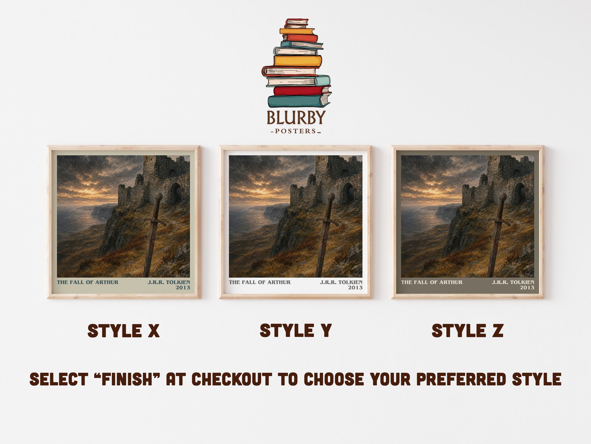 The Fall Of Arthur literary print in frame leaning in hallway – poetry wall art