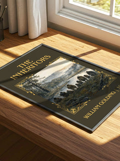 The Inheritors Classic Book Art Print by William Golding – print on a sunlit desk
