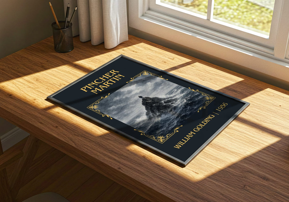 Pincher Martin Classic Book Art Print by William Golding – print on a sunlit desk