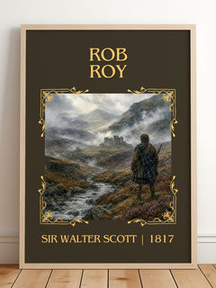 Rob Roy Classic Book Art Print by Sir Walter Scott – framed print leaning on a wooden floor