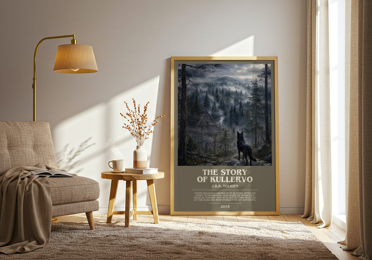 The Story Of Kullervo bookish print on bookshelf – J.R.R. Tolkien fan gift