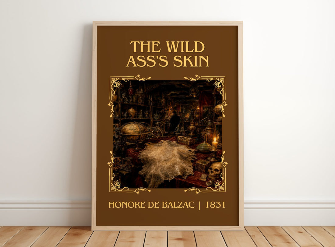 The Wild Ass's Skin Classic Book Art Print by Honoré de Balzac – framed print leaning on a wooden floor