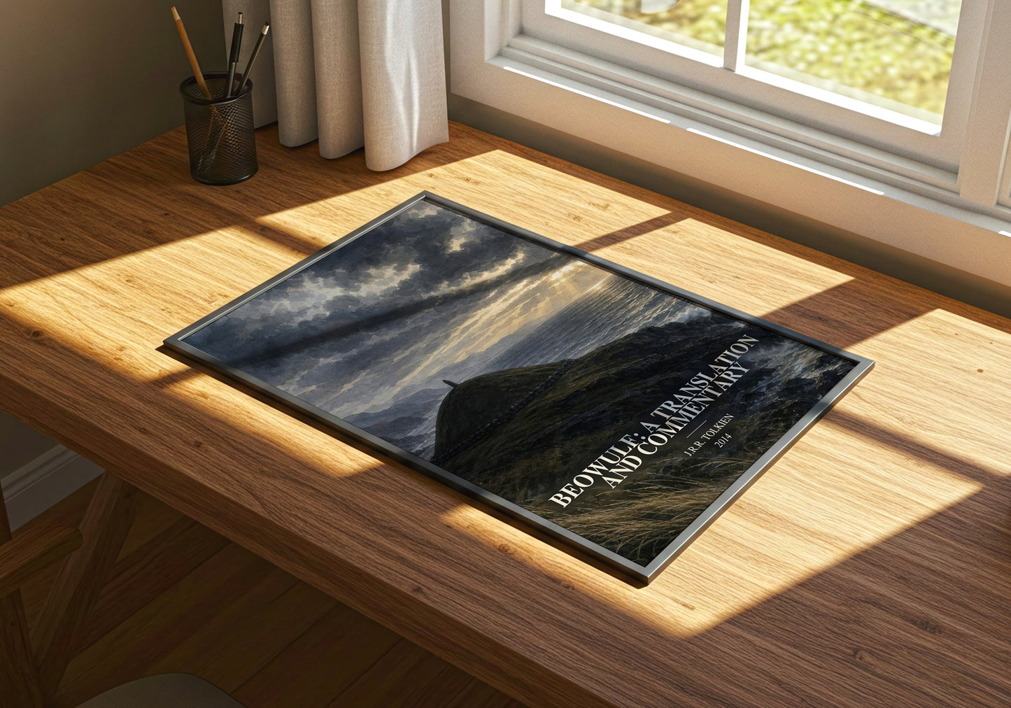 Beowulf: A Translation And Commentary watercolour book poster framed on wall – poetry wall art