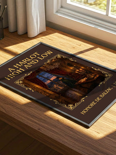 A Harlot High and Low Classic Book Art Print by Honoré de Balzac – print on a sunlit desk