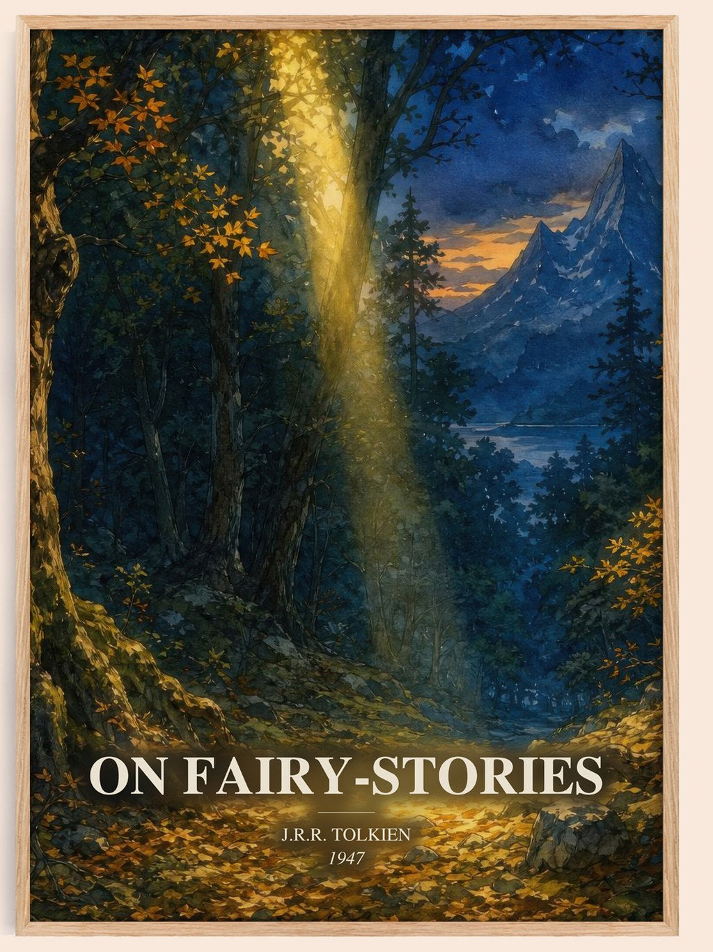 On Fairy-Stories watercolour book poster by J.R.R. Tolkien – framed literary art print