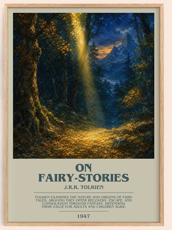 On Fairy-Stories bookish book poster by J.R.R. Tolkien – framed literary art print