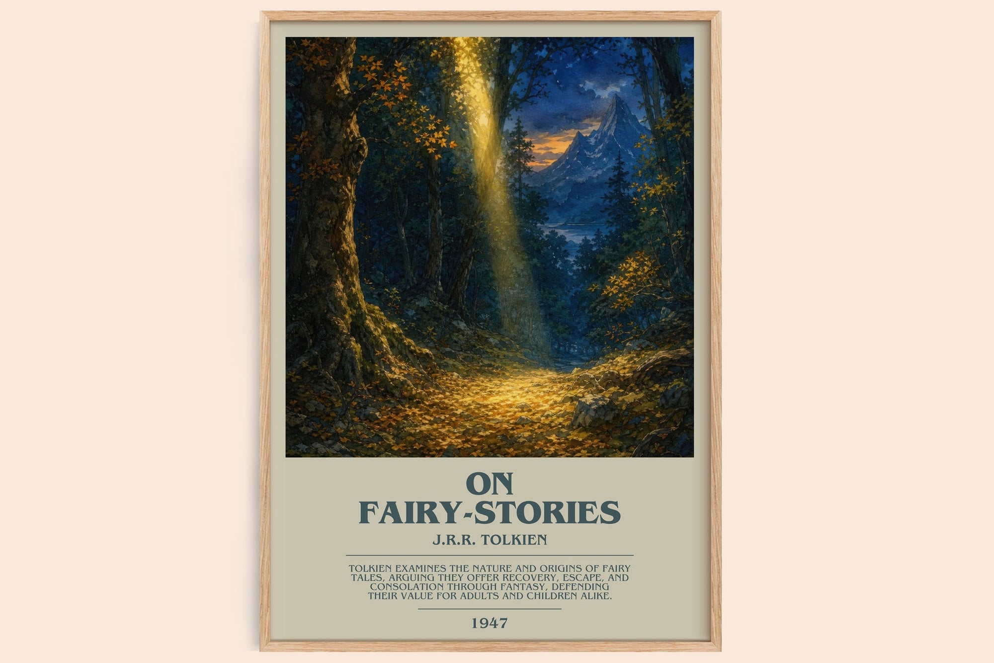 On Fairy-Stories bookish book poster by J.R.R. Tolkien – framed literary art print